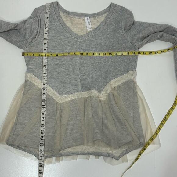 Anthropologie Amari Nutcracker French Terry Sweatshirt V Neck Sweater Gray M - Picture 9 of 10